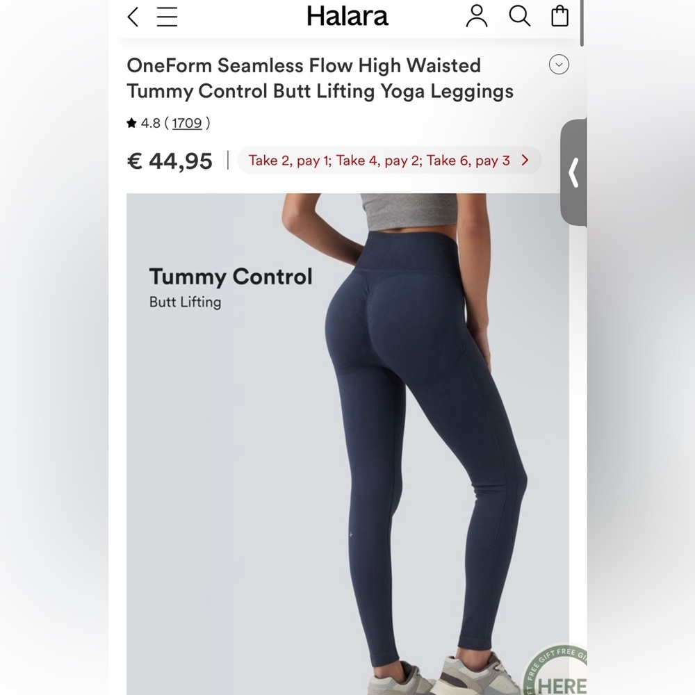 Halara OneForm High-Waisted Tummy Control Yoga Leggings - Navy XS New MSRP $45